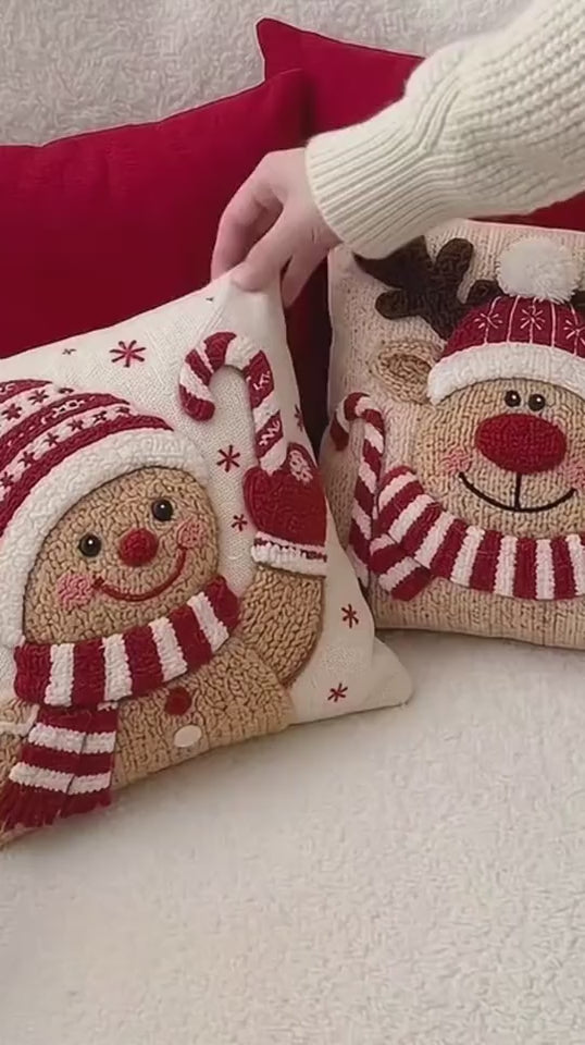 Capa de almofada de Natal com estampa efeito 3D de perto